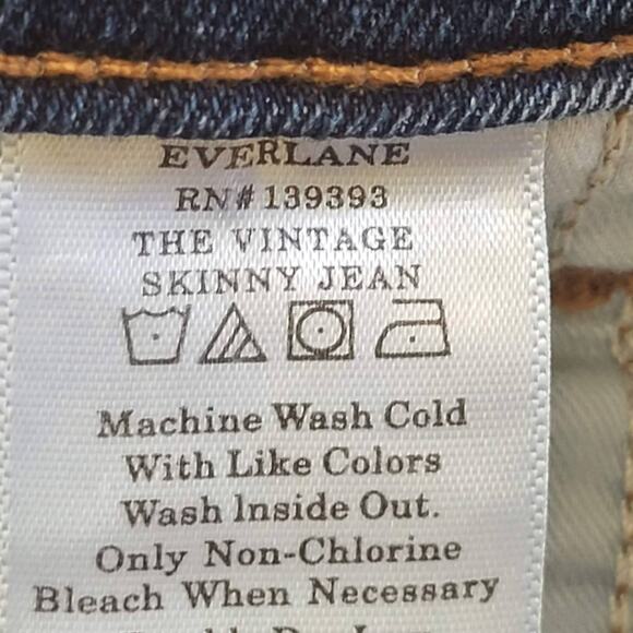 EVERLANE The Vintage Skinny Button Fly High Waist Raw Hem Ankle Jeans Women's 32 - Picture 11 of 12
